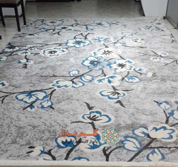 گبه طوسی مدرن طرح گل